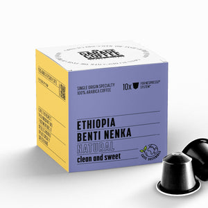 Capsule Etiopia Benti Nenka limited edition specialty coffee packaging with detailed product description in Italian