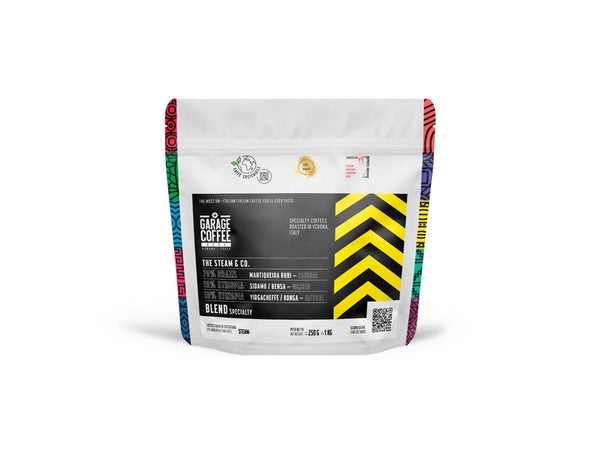 Miscela Caffè Specialty THE STEAM &CO coffee blend with sweet, balanced flavors and notes of hazelnut, cocoa, and tropical fruit