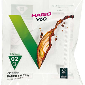 Filtri carta originali Hario V60-02 confezione 100pz - produzione giapponese per pour over e percolatori V60