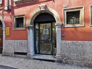 Entrance of Garage Coffee Bros. featuring specialty coffee in a charming, historic location.