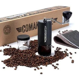 Comandante C40 MK4 Nitro Blade black coffee grinder with wooden handle and dual jars