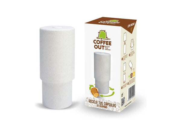 Riciclatore manuale capsule alluminio per caffè Nespresso con design minimalista e contenitore per fondi di caffè