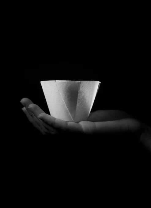 Close-up of textured pleated Sibarist OREA paper filter