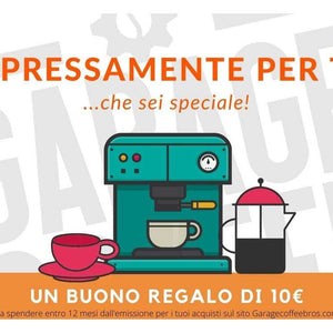 Buono Regalo da 10€ per caffè specialty artigianale di Garage Coffee Bros da usare online entro 12 mesi