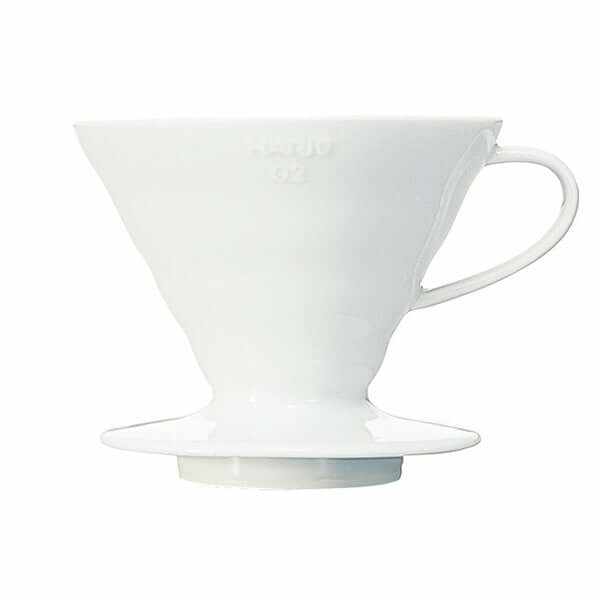 Hario V60-02 Ceramica Dripper - percolatore in ceramica per 2 tazze, design elegante bianco